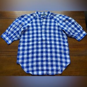 🇺🇸•NWT•Polo Ralph Lauren Cici Puff Sleeve Summer Plaid Linen Top